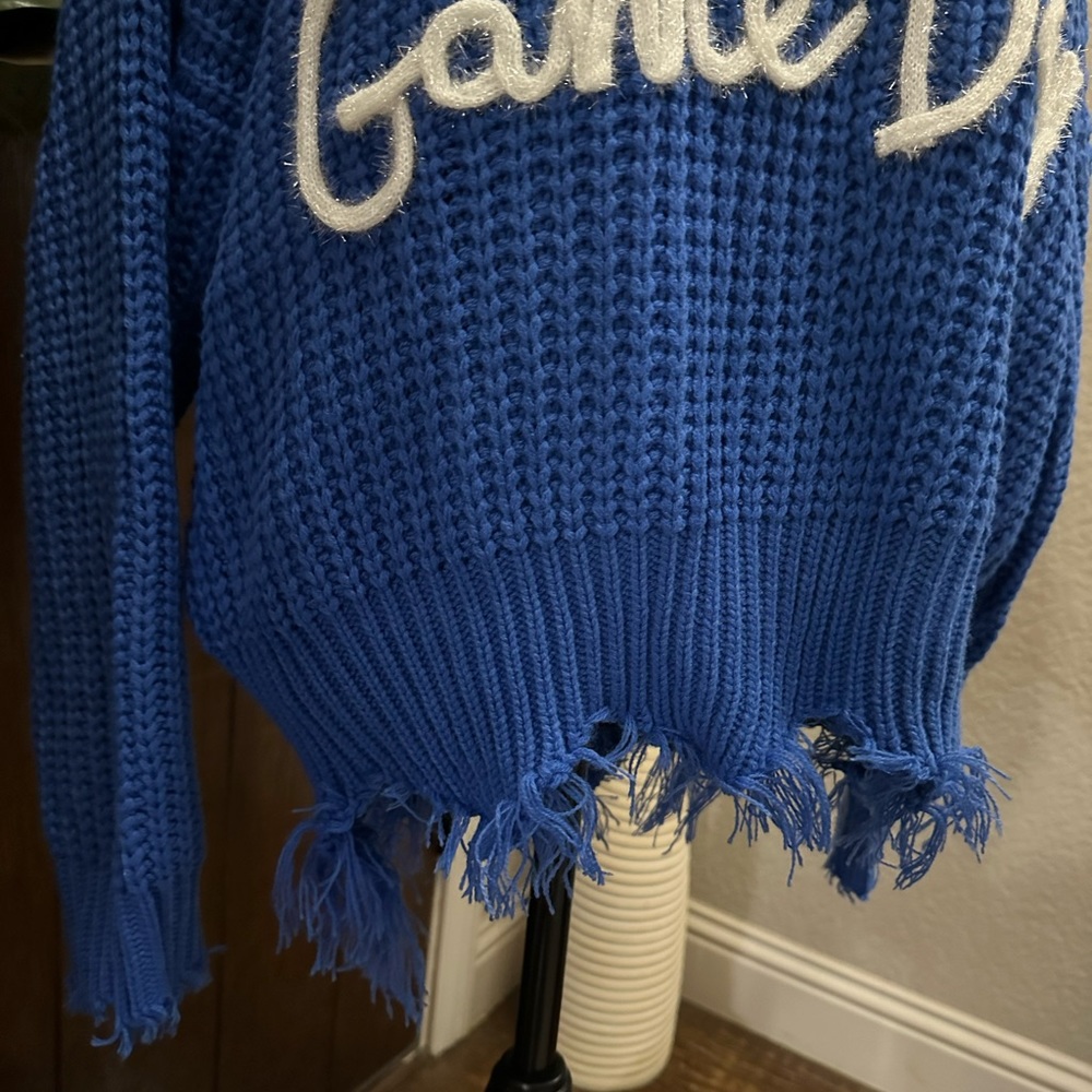 New! Fringe & Sparkle Game Day Sweater (Small) - Picture 6 of 7